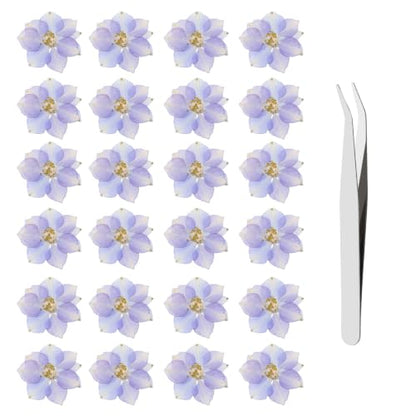 Pressed Dried Flowers for Crafts - Light Purple, 24 Pieces