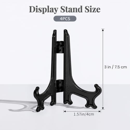 Black Mini Acrylic Plate Stand Set of 4 - Small Display Easels 2.95 Inch
