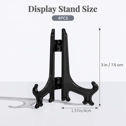 Black Mini Acrylic Plate Stand Set of 4 - Small Display Easels 2.95 Inch