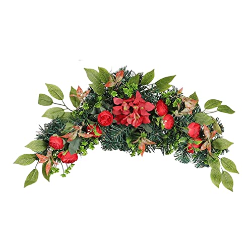 Flower Swag Door Wreath - Hydrangea & Red Bud Artificial Floral Garland
