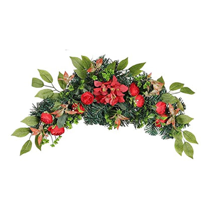 Flower Swag Door Wreath - Hydrangea & Red Bud Artificial Floral Garland