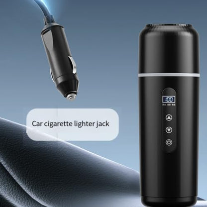 White Electric Travel Kettle for Car 12V/24V with Touch Control & LCD Display