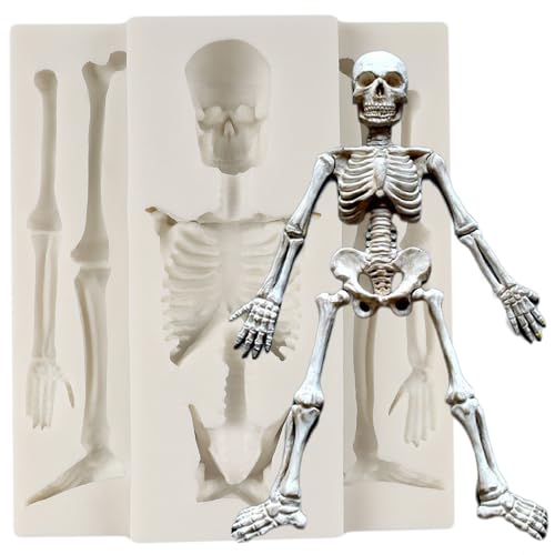 Halloween Skull Skeleton Fondant Mold - Silicone Cake Decor Tool - Style A