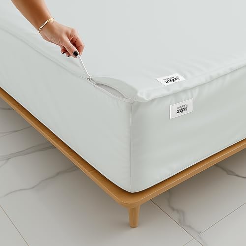 Twin Zip Fitted Sheet 39x75 Inch with Zipper Closure & Deep 18" Pocket - Silver Grey