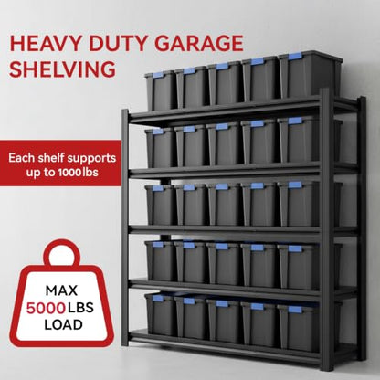 Heavy Duty Metal Storage Shelving Unit - 84 Inch Height, 5-Tier, 5000 lbs Capacity