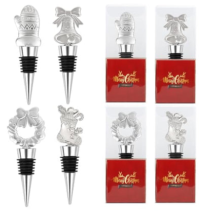 Silver 12PCS Christmas Wine Bottle Stoppers Set Holiday Party Favors