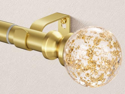 Gold Curtain Rods 36-88 Inch Adjustable Window Treatment Rods with Crystal Finials