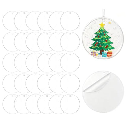 3 Inch Acrylic Keychain Blanks - Clear Round Discs with Hole - Pack of 30