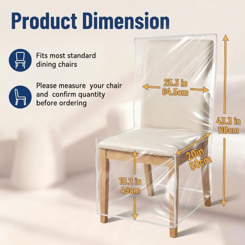 4 Pack Clear Plastic Dining Chair Covers - 6 Mil Thick Seat Protectors (Variation 4)