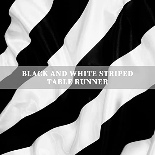 Black & White Striped Table Runner 12x72 Inches - 16 Pack - Elegant Home & Party Decor