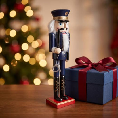 14-Inch Wooden Nutcracker Soldier Christmas Decor - Classic Holiday Table Display