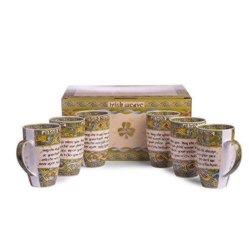 Irish Blessing Mug Set with Shamrock Design - Bone China, Galway Ireland