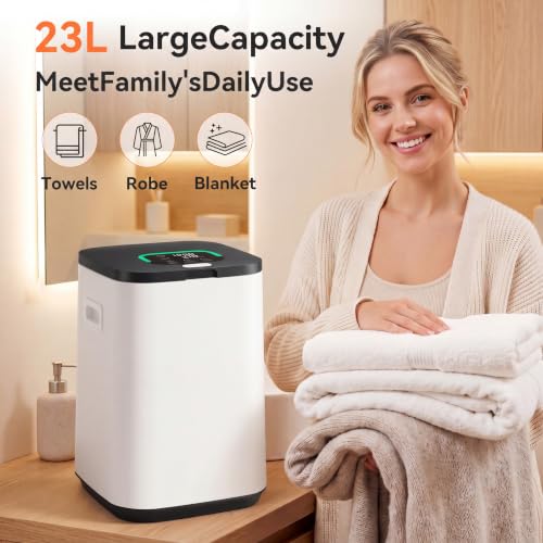 Large Capacity Bathroom Towel Warmer with LED Display 23L Hot Towel Warmer with Timer & Safety Lock