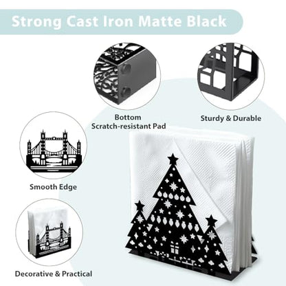 Christmas Pine Tree Napkin Holder Black Metal Table Decor - Variation of Pine Tree
