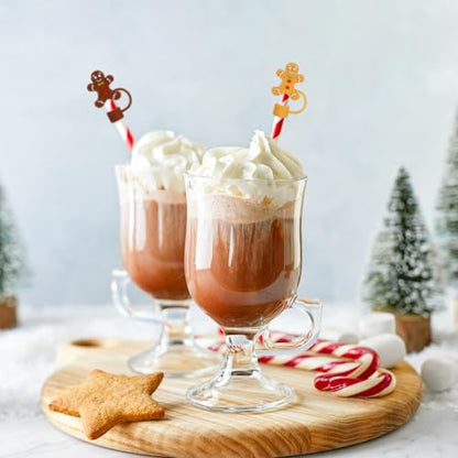 Christmas Gingerbread Man Silicone Straw Covers Pack - Reusable Party Drink Accessories