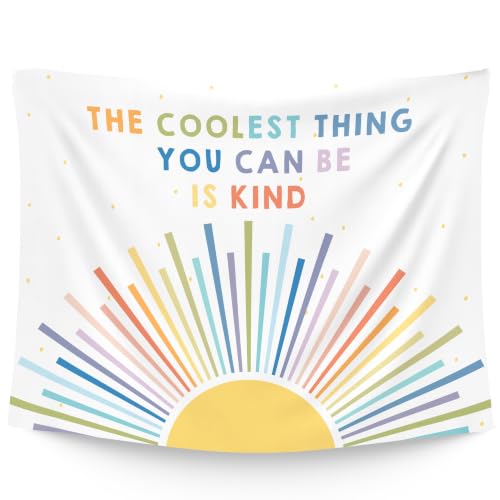 Inspirational Whimsical Boho Wall Tapestry Banner - Be Is Kind, 40x30 Inches