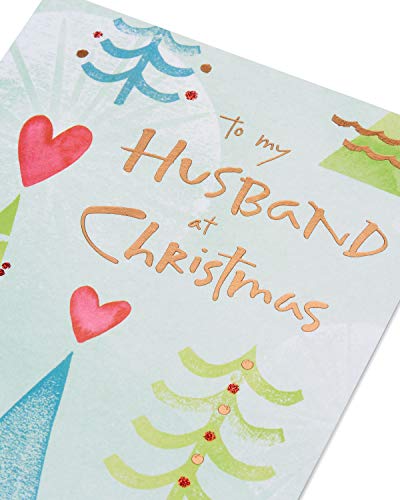 Christmas Cards for Husband - Romantic Holiday Greeting Card with Watercolor Art - Variation of Christmas Trees
