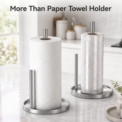 Stainless Steel Paper Towel Holder with Weighted Base - Brushed Silver