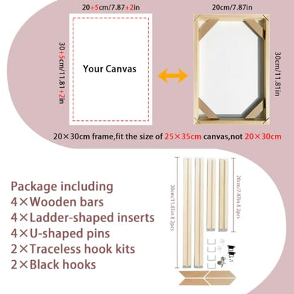 16x20 Inch Canvas Frame for 18x22 Canvas - DIY Wooden Stretcher Bars Kit
