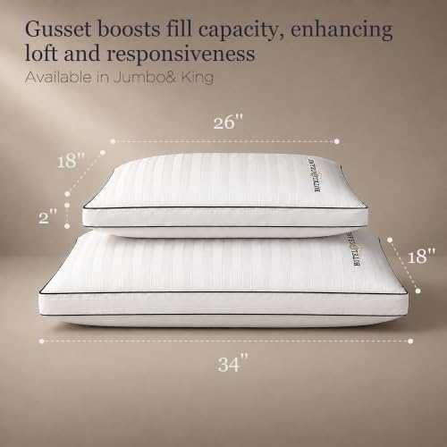 Queen Pillows Set of 2 - Firm Down Alternative Gusseted Luxury Hotel Style - White