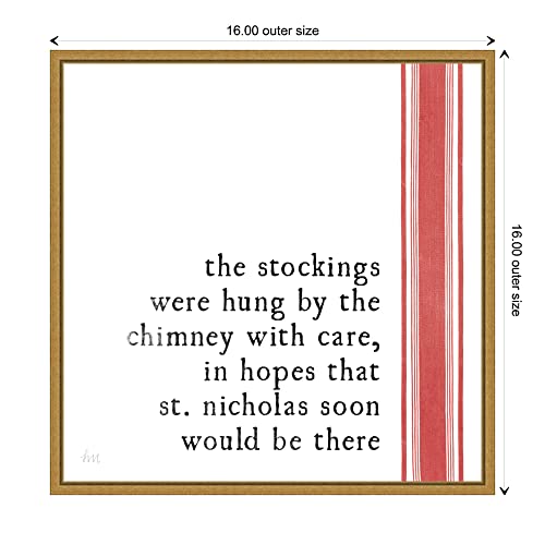 Christmas Wall Art Canvas 16x16 Framed Holiday Decor Minimalist Artwork