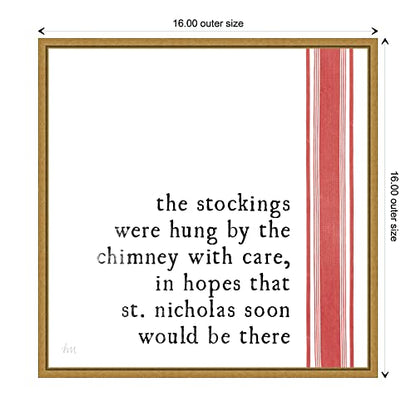 Christmas Wall Art Canvas 16x16 Framed Holiday Decor Minimalist Artwork