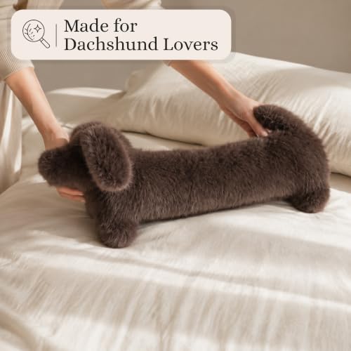 Gray Dachshund Pillow, 25-Inch Long Plush Sausage Dog for Home Decor & Cuddling