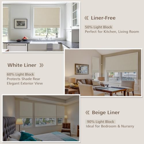 Sunbox Natural Beige Cordless Roman Shades for Indoor Windows - Custom Fit