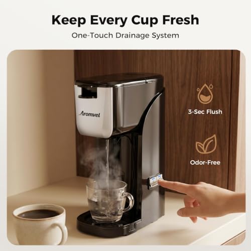 Silver 2-in-1 Single Serve Coffee Maker with K Cup & Ground Coffee - Travel Mug Friendly