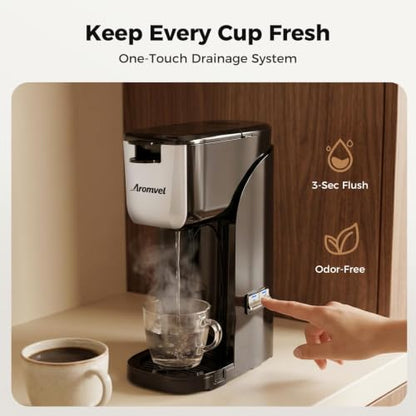 Silver 2-in-1 Single Serve Coffee Maker with K Cup & Ground Coffee - Travel Mug Friendly