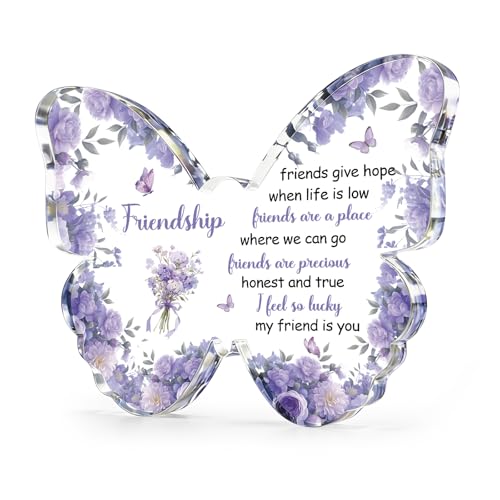 Purple Friendship Gifts for Women Best Friends Birthday Gift - Butterfly Desk Decor
