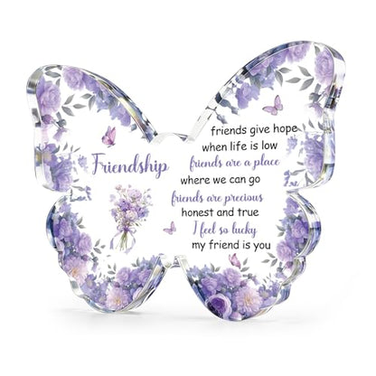 Purple Friendship Gifts for Women Best Friends Birthday Gift - Butterfly Desk Decor