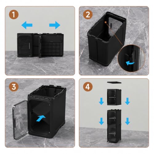 Black 4-Tier Slim Storage Cabinet - Narrow Bathroom Organizer on Wheels