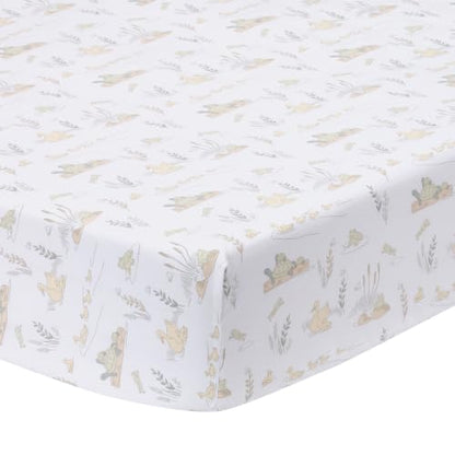 Froggy & Friends Baby Fitted Crib Sheet - 100% Cotton, Gender Neutral