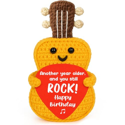 Funny Birthday Gift for Men Women Music Lover Crochet Guitar with Card - Variation of THIS listing