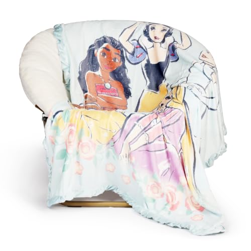 Kids Plush Throw Blanket with Ruffled Edges - Multi Princess 46x60