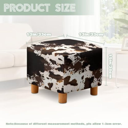 Brown Cow Print Wingback Chair & Ottoman Cover Set - Stretchy Furniture Protector