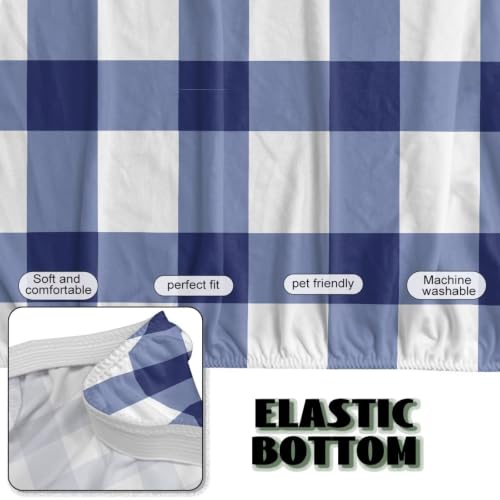 Blue White Buffalo Plaid Armless Futon Slipcover - Elastic Couch Protector for Bedroom & RV