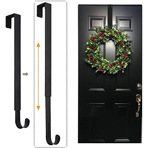 Dan&Dre Black Adjustable Wreath Door Hanger - Damage-Free Over the Door Hook
