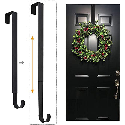 Dan&Dre Black Adjustable Wreath Door Hanger - Damage-Free Over the Door Hook