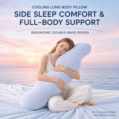 Grey Sleep Body Pillow for Side Sleepers - Ergonomic Support & Cooling Cover