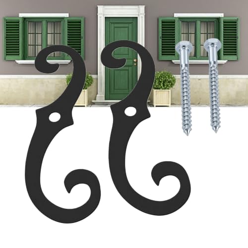 2pcs 6.3in Iron Shutter Dogs, Anti-Rust Exterior Tieback Fasteners with Screws