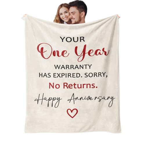1st Anniversary Gift Blanket for Him/Her - Paper Anniversary 60x50 inches with Heartfelt Message Variation of 1st Anniversary / 50x60