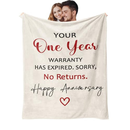 1st Anniversary Gift Blanket for Him/Her - Paper Anniversary 60x50 inches with Heartfelt Message Variation of 1st Anniversary / 50x60