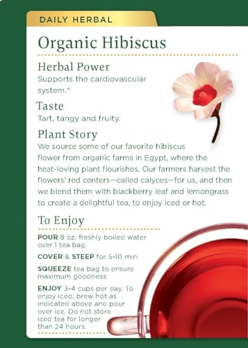 Traditional Medicinals Organic Hibiscus Herbal Tea, Supports Heart Health, (Pack of 3) - 48 Tea Bags Total