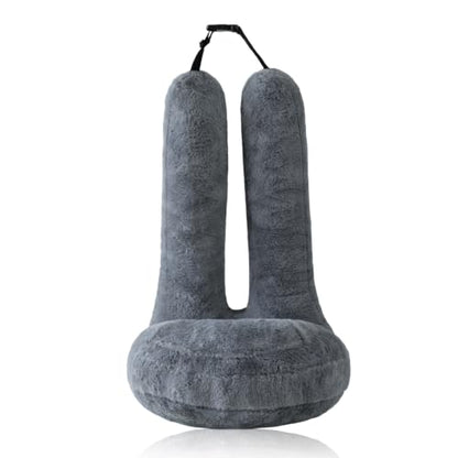 Travel Pillow Car Support Neck & Body Cushion with Fur Cover - Large Dark Gray