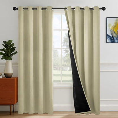 Deconovo Total Blackout Curtains — Thermal Insulated for Better Sleep, Room Darkening & Noise-Reducing Grommet Drapes for Bedroom, Nursery, Home Theater, Black, 52W x 63L, 2 Panels