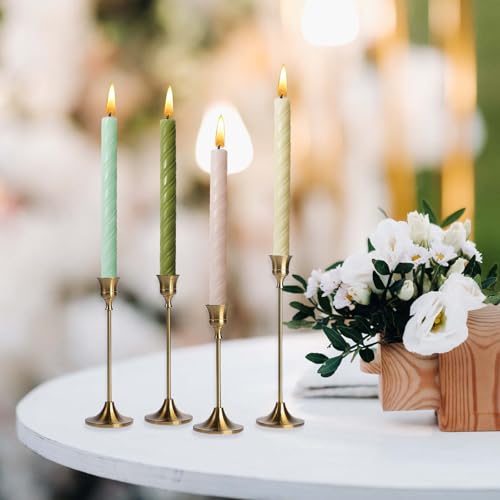 10in Spiral Taper Candles Set of 2 - Green Striped Taper Candles for Weddings & Parties - Variation of THIS listing