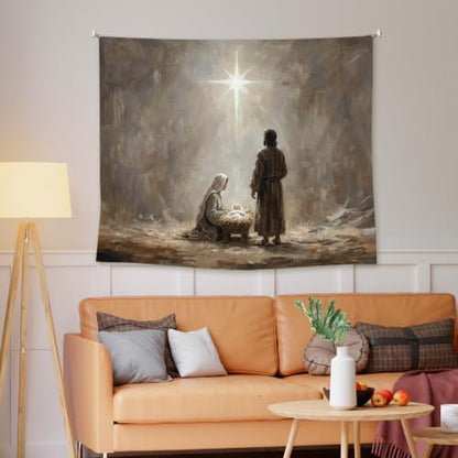 Christian Nativity Christmas Wall Tapestry - Religious Scene Decor - Variation: Christmas8
