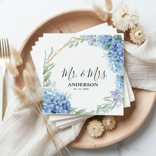 Personalized Wedding Napkins - Custom Elegant Reception Decor DS 03